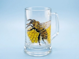 Sklenice na pivo malovaný motiv VČELA